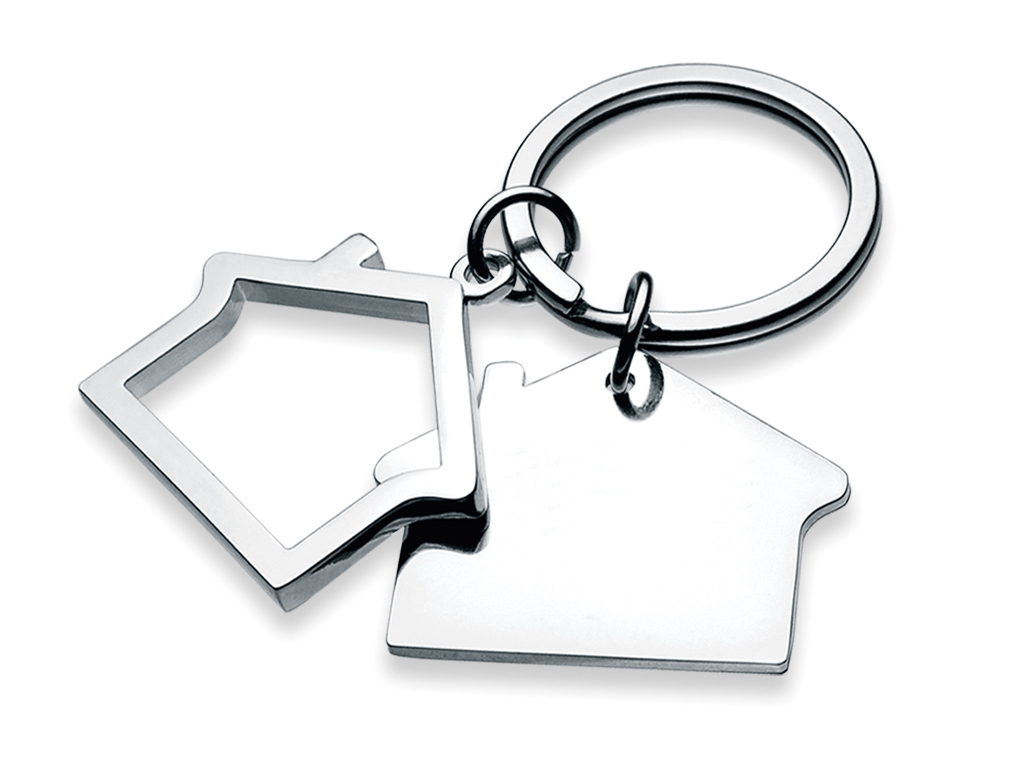 Home Shape Metal Keychain